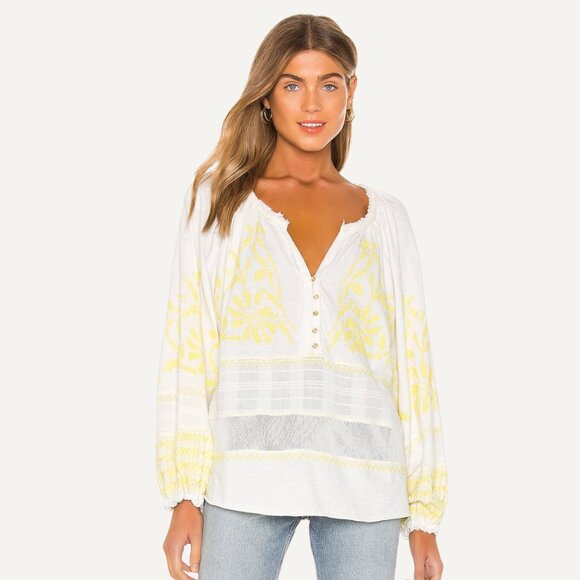 Free People Tops - Free People Persuasion Women Size Small Yellow Balloon Sleeve Blouse